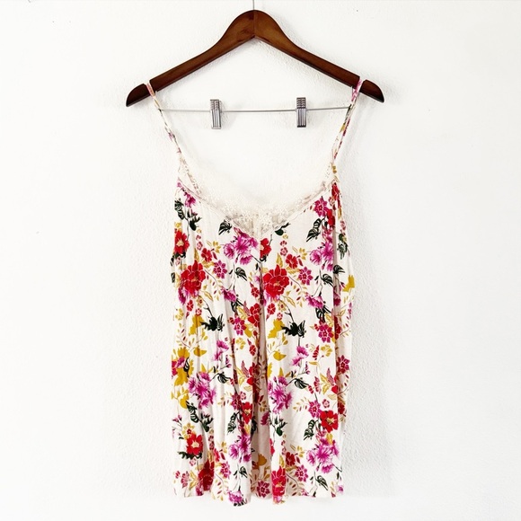 Floral Lace Trim Cami Top Size 1X Self Esteem Boho Flirty Romantic Vintage Charm - Picture 1 of 12